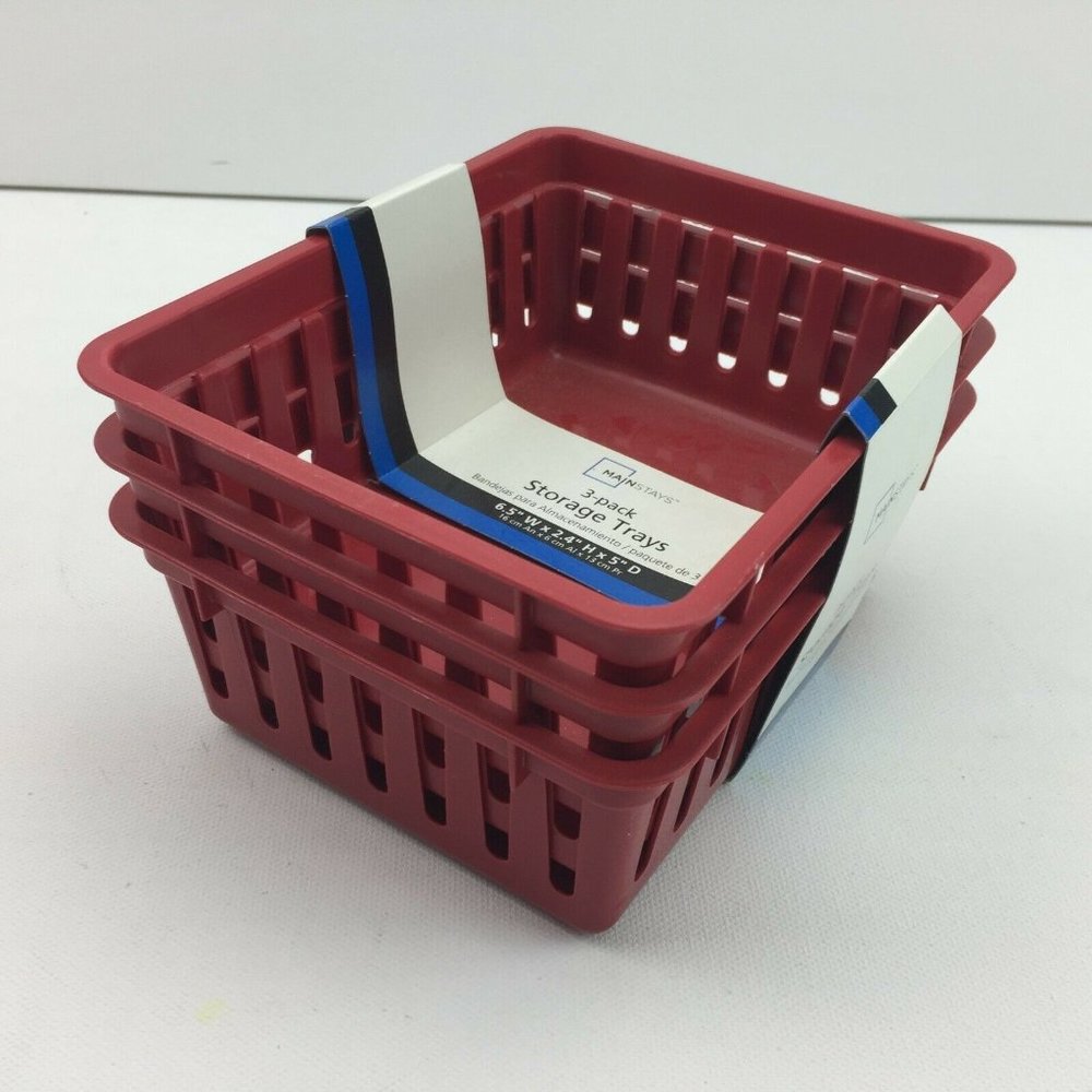 Mainstays Storage Trays 3 Pack Shelf Drawer Desk Organizer Container